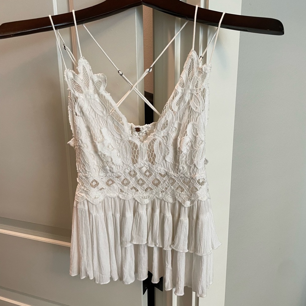 Free People size small white lace tank top